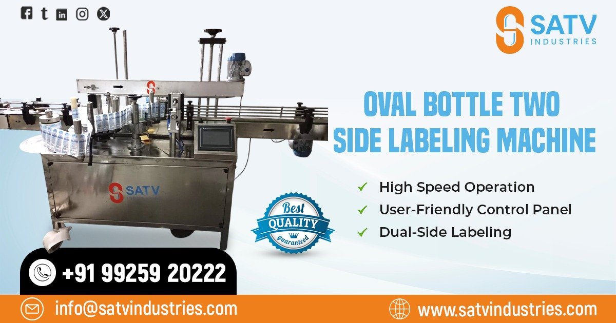Oval Bottle Two-Side Labeling Machine in French
