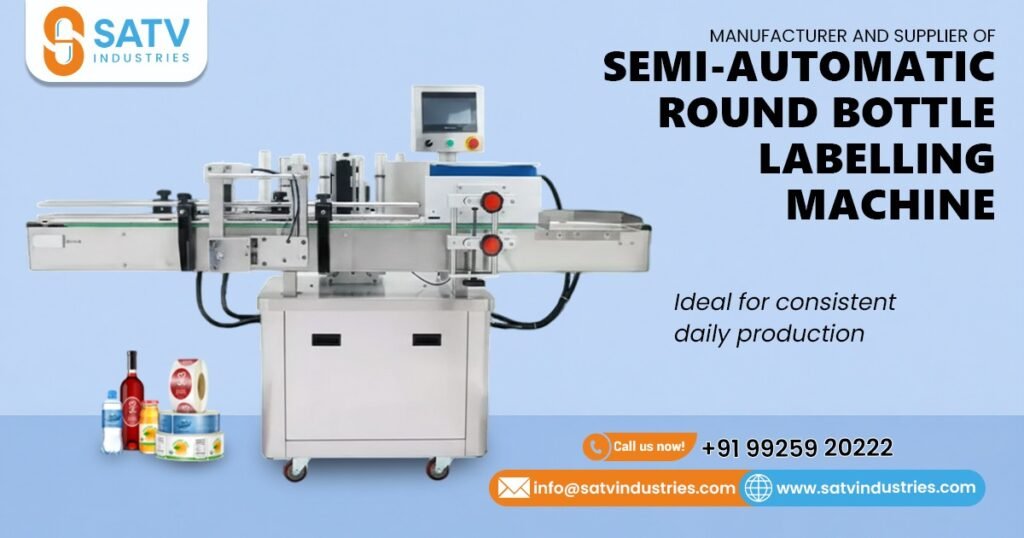 Semi-Automatic Round Bottle Labelling Machine in Vietnam