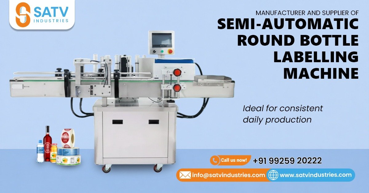 Semi-Automatic Round Bottle Labelling Machine in Vietnam