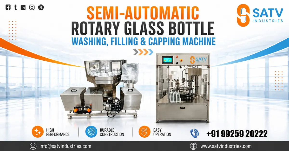 Semi-Automatic Rotary Glass Bottle Washing, Filling and Capping Machine in Gujarat